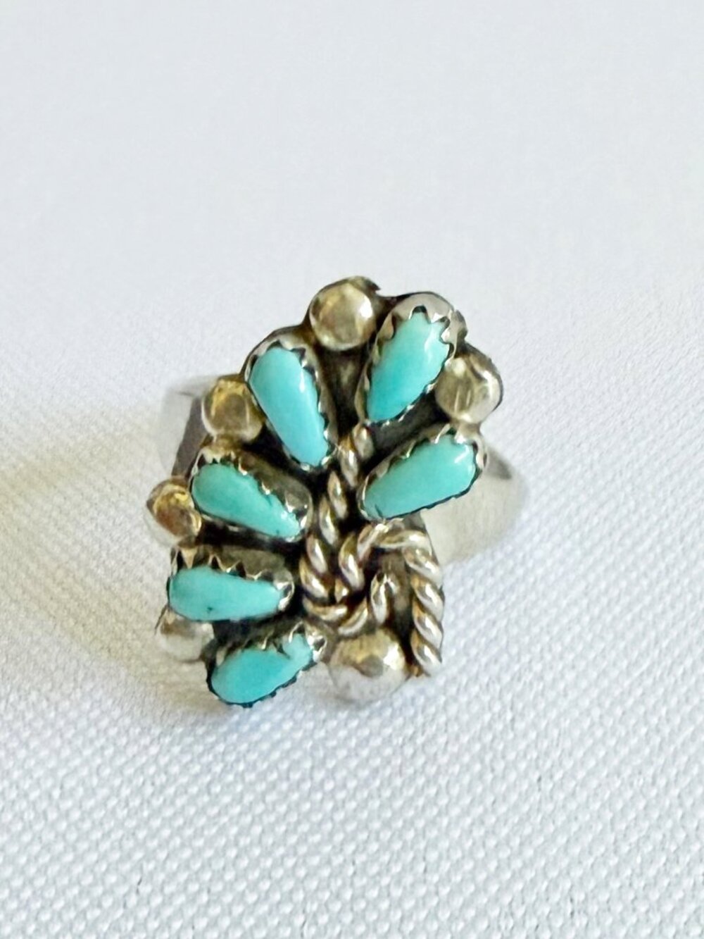 Sterling Silver Turquoise Ring Size 6 - Picture 2 of 7